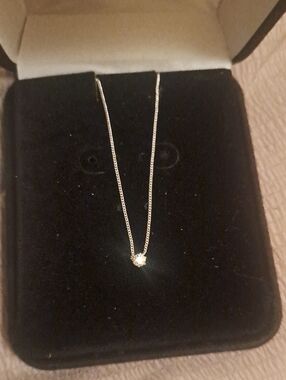 Delicate Silver Pendant Necklace with Clear Stone